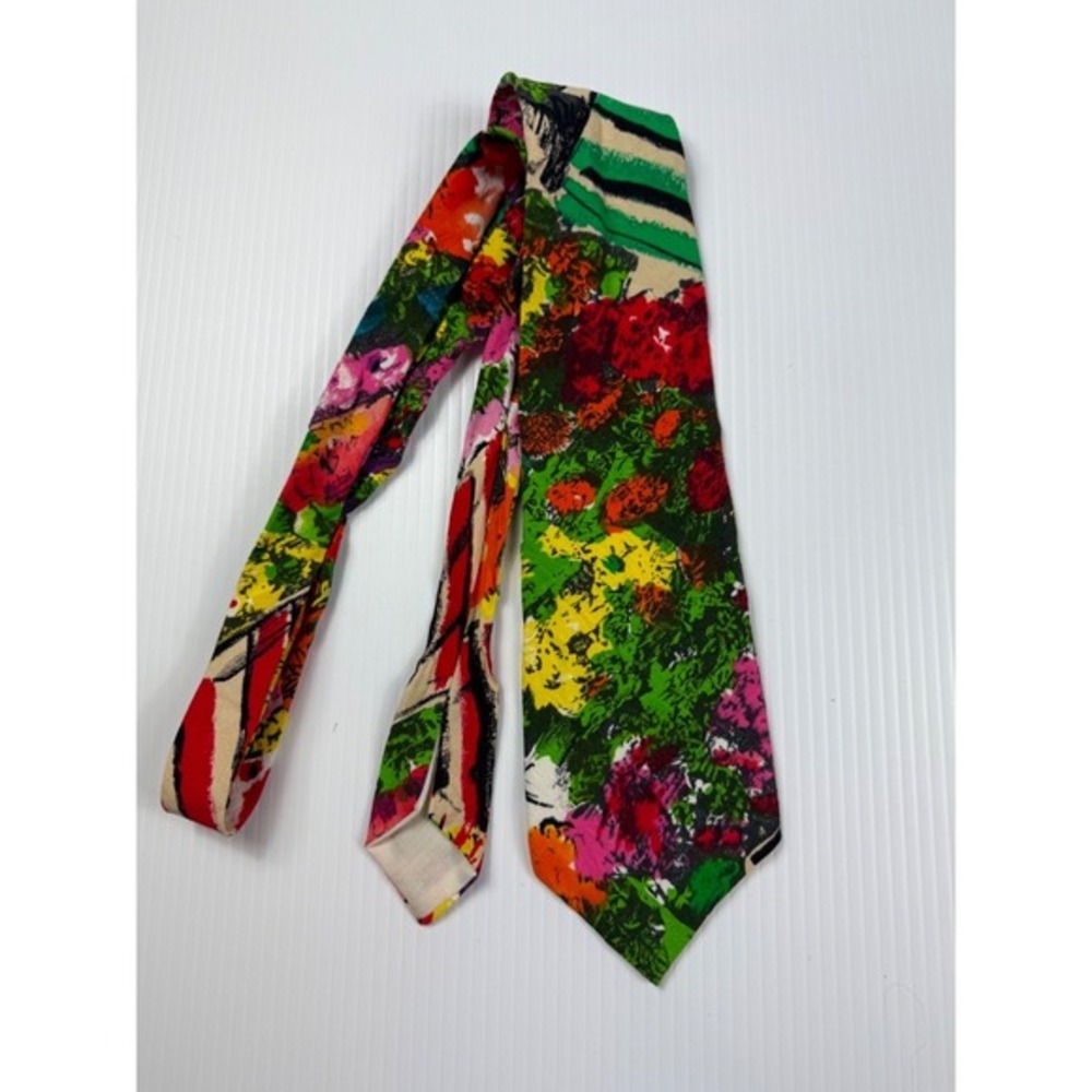 Jams World Floral Necktie Colorful cotton blend‎ Tie Abstract Art One Size 90's